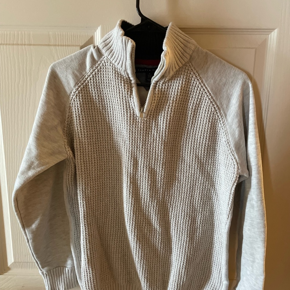 Tommy Hilfiger Light Gray Zip-Up Sweater
